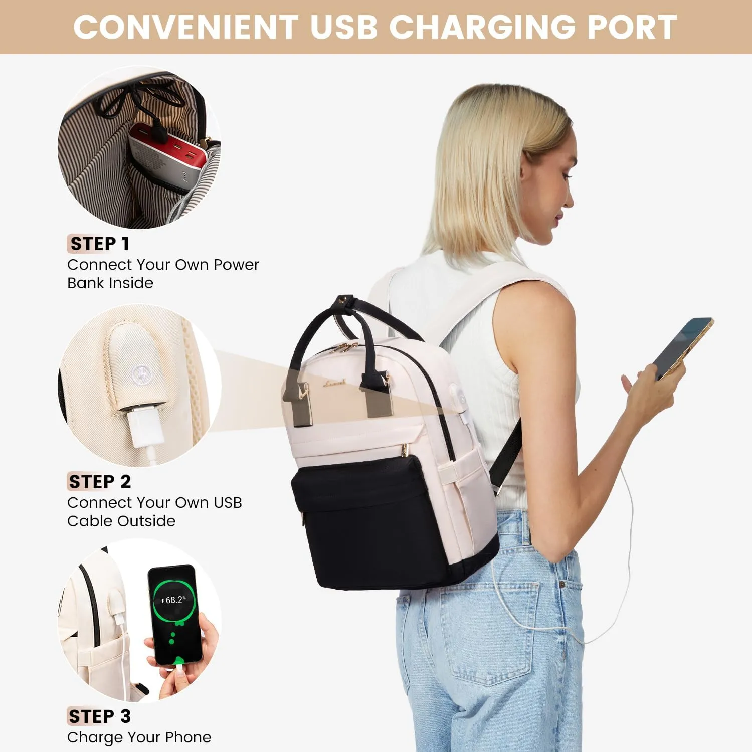 LOVEVOOK Mini Backpack for Women Stylish Waterproof Backpack Purse with USB Port, Cute Bookbag for College School Travel