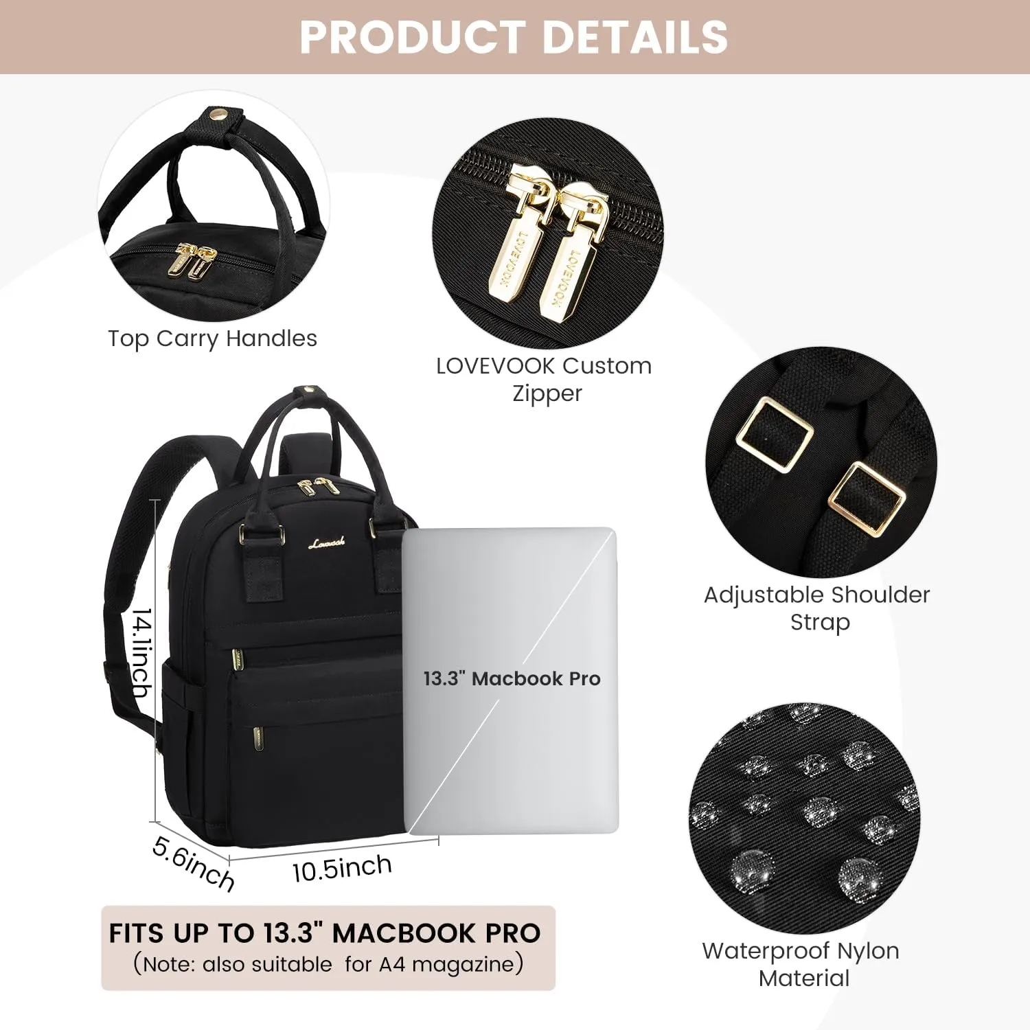 LOVEVOOK Mini Backpack for Women Stylish Waterproof Backpack Purse with USB Port, Cute Bookbag for College School Travel