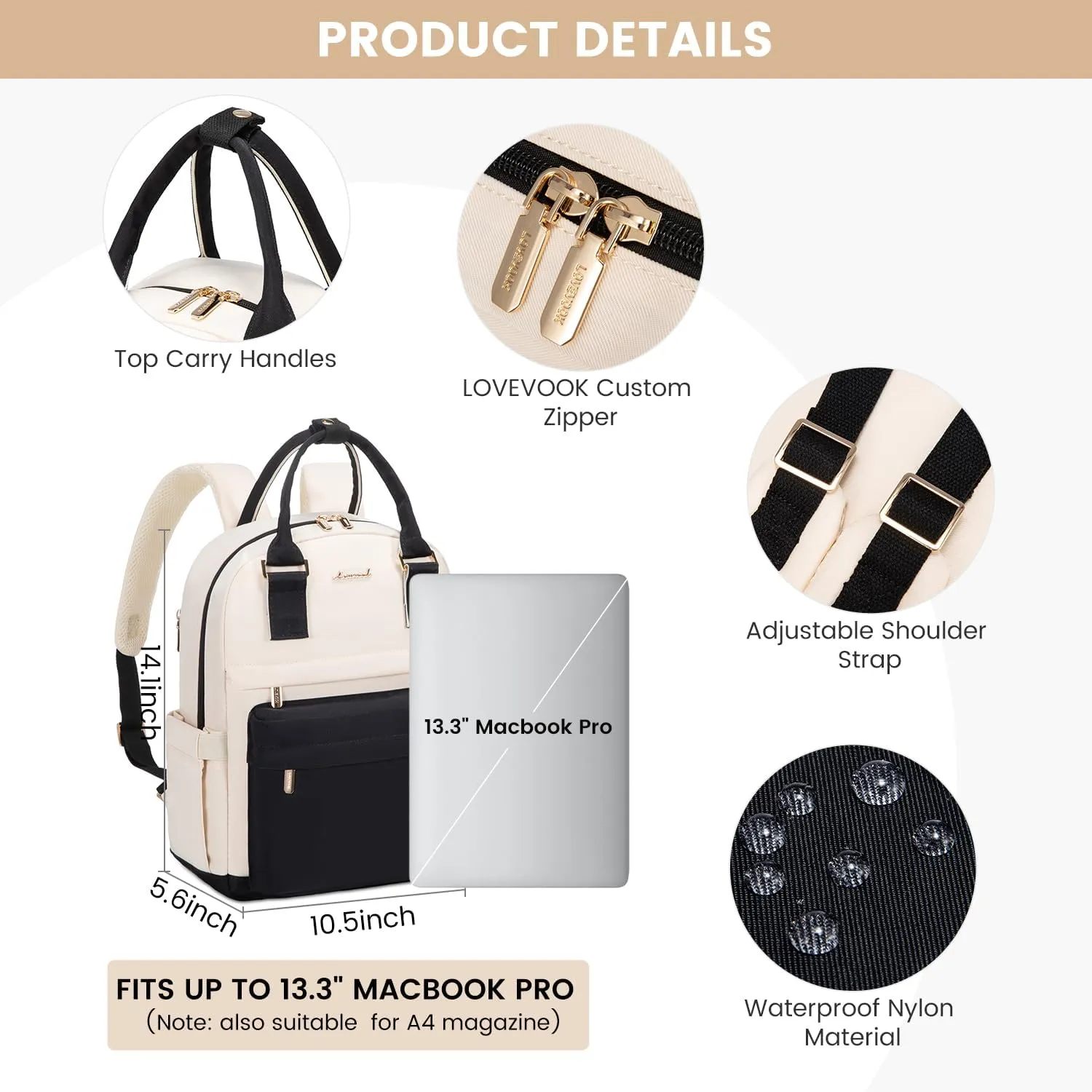 LOVEVOOK Mini Backpack for Women Stylish Waterproof Backpack Purse with USB Port, Cute Bookbag for College School Travel