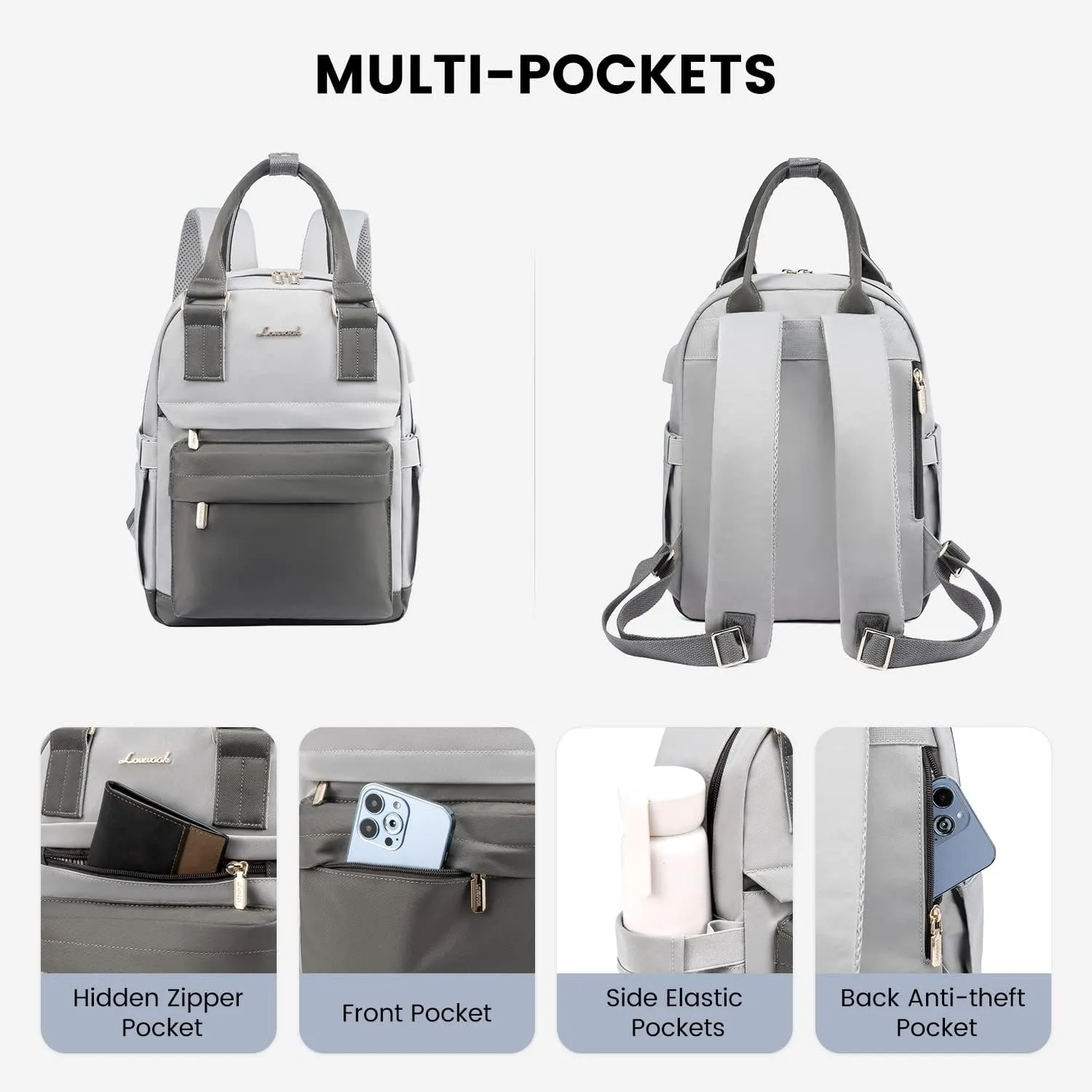 LOVEVOOK Mini Backpack for Women Stylish Waterproof Backpack Purse with USB Port, Cute Daypack for College Travel Party