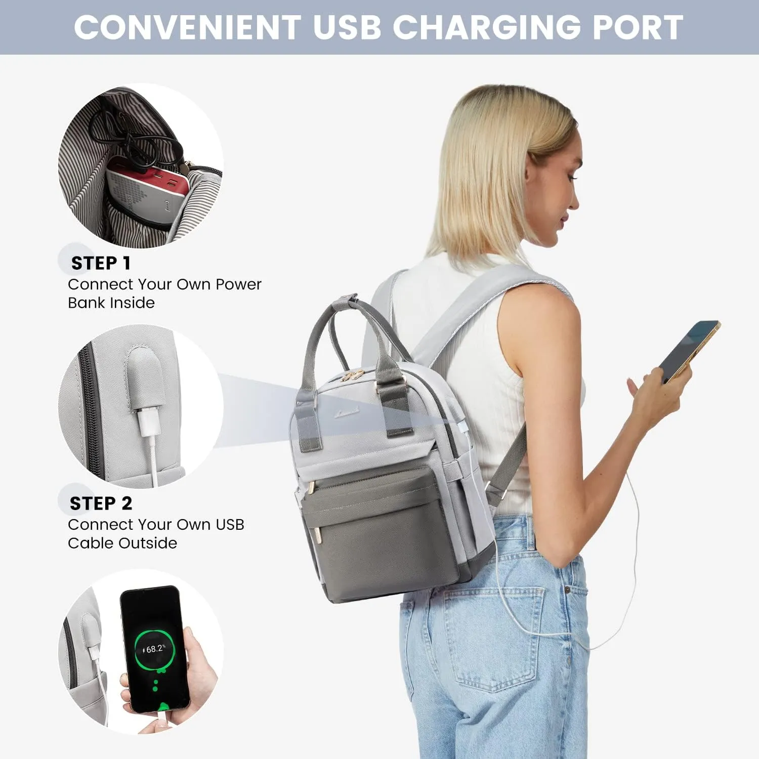 LOVEVOOK Mini Backpack for Women Stylish Waterproof Backpack Purse with USB Port, Cute Daypack for College Travel Party