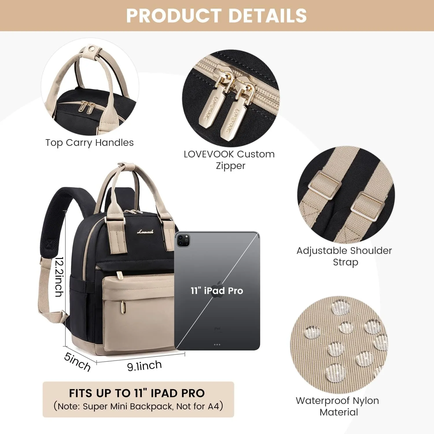 LOVEVOOK Mini Backpack for Women Stylish Waterproof Backpack Purse with USB Port, Cute Daypack for College Travel Party
