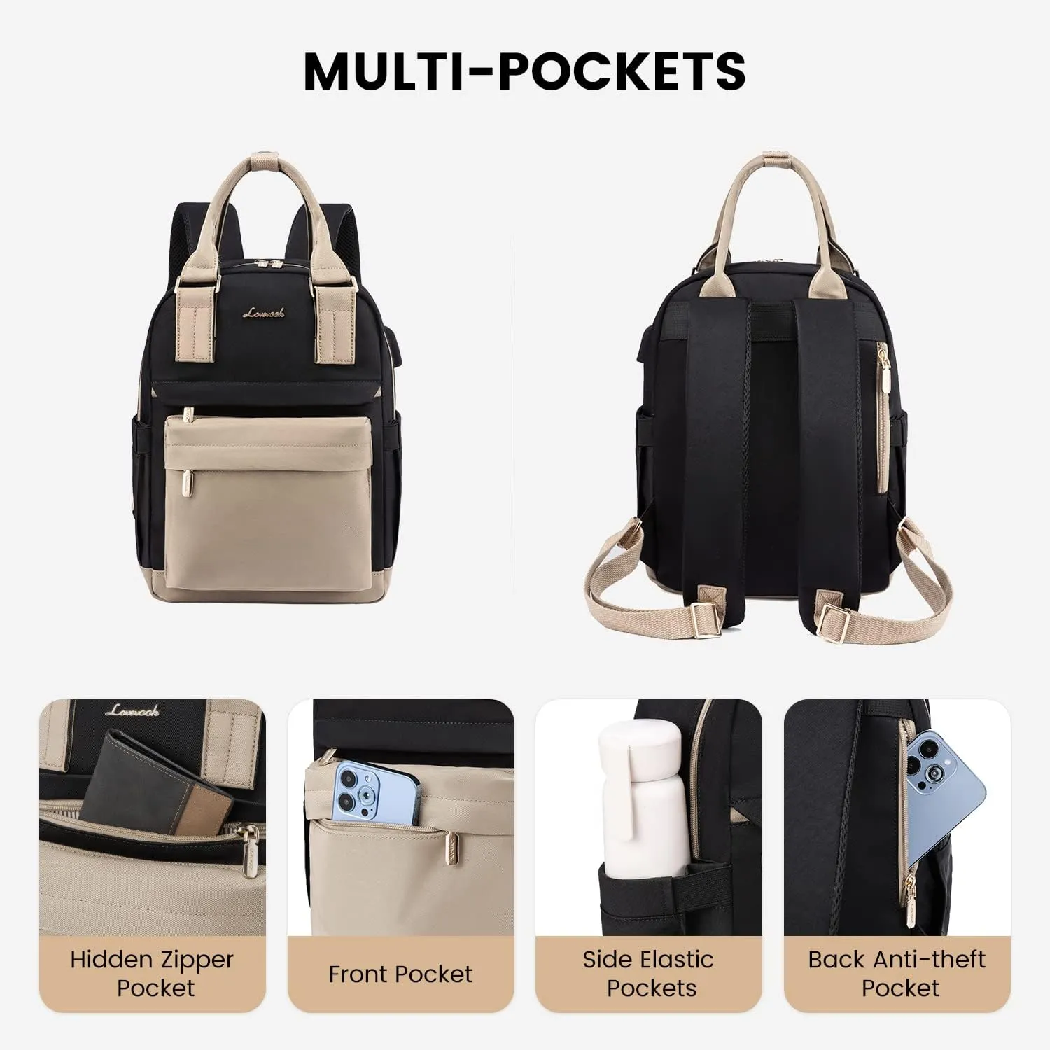 LOVEVOOK Mini Backpack for Women Stylish Waterproof Backpack Purse with USB Port, Cute Daypack for College Travel Party