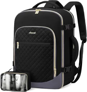 LOVEVOOK Travel Backpack for Women, 17.3in Laptop Backpack TSA Approved Carry on Luggage Personal Item Travel Bag for Business Weekender Hiking, Black-Gray