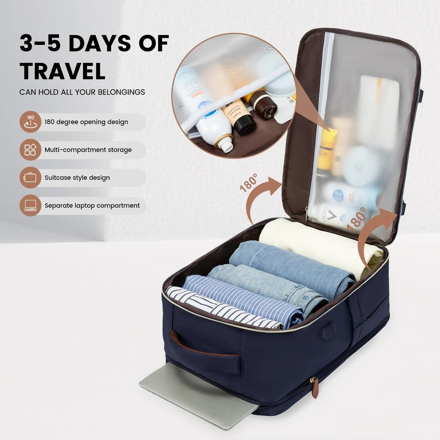 LOVEVOOK Travel Backpack for Women, 40L Carry On Backpack with 3 Packing Cubes,TSA Personal Item Travel Bag Airline Approved, Water Resistant Weekender Overnight Luggage Daypack, Fits 17 Inch Laptop