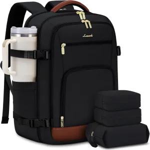 LOVEVOOK Travel Backpack For Women Flight Approved, 50L Large Carry On Backpack For Airplanes, Personal Item Travel Bag, Waterproof 18 Inch Laptop Backpack For Business Weekender Overnight, 4Pcs Set