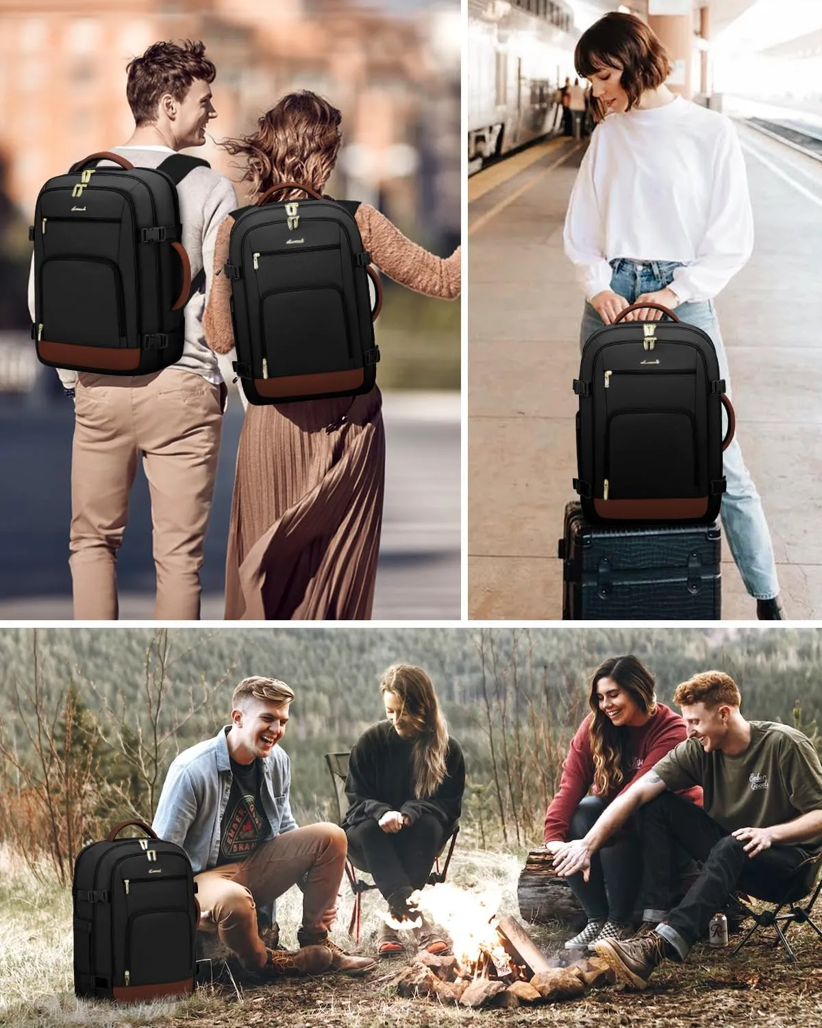 LOVEVOOK Travel Backpack For Women Flight Approved, 50L Large Carry On Backpack For Airplanes, Personal Item Travel Bag, Waterproof 18 Inch Laptop Backpack For Business Weekender Overnight, 4Pcs Set