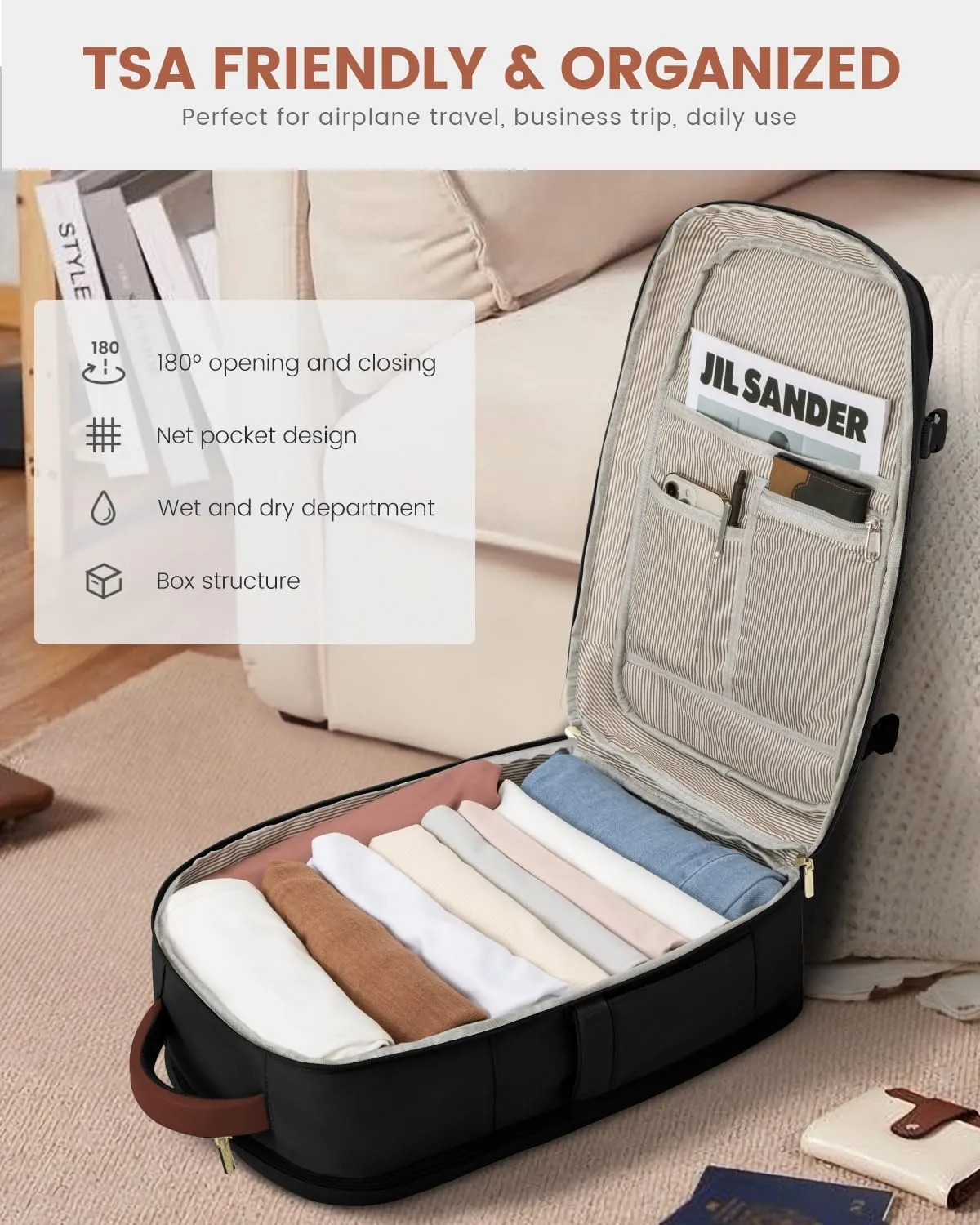 LOVEVOOK Travel Backpack For Women Flight Approved, 50L Large Carry On Backpack For Airplanes, Personal Item Travel Bag, Waterproof 18 Inch Laptop Backpack For Business Weekender Overnight, 4Pcs Set