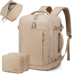 LOVEVOOK Travel Backpack for Women Men, 35L Large Carry On Bag Fits 15.6" Laptop, Flight Approved Personal Item, Waterproof Luggage for Daily Use Weekender Trip Work Business Uni, Khaki