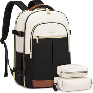 LOVEVOOK Travel Backpack for Women, TSA Carry On Flight Approved, Personal Item Travel Bag, Fits 15.6 Inch Laptop, Large Water-Resistant Backpack for Travel Work Weekender with 2 Packing Cubes