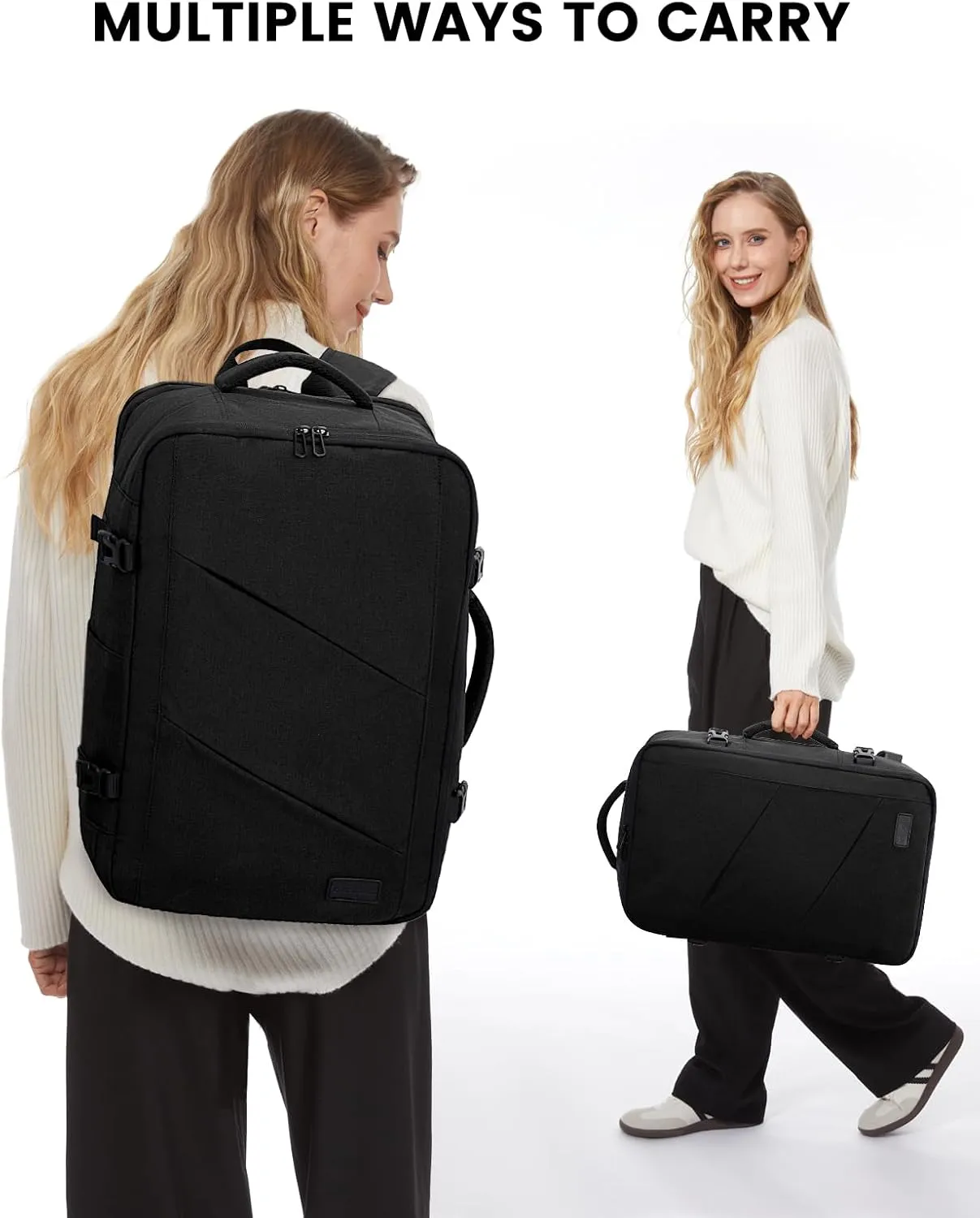 LOVEVOOK Travel Carry on Backpack, Large 40L Personal Item Travel Bag for Men & Women Flight Approved with 3 Packing Cubes, Suitcase Water Resistant Luggage Daypack Business Weekender Bag, Black