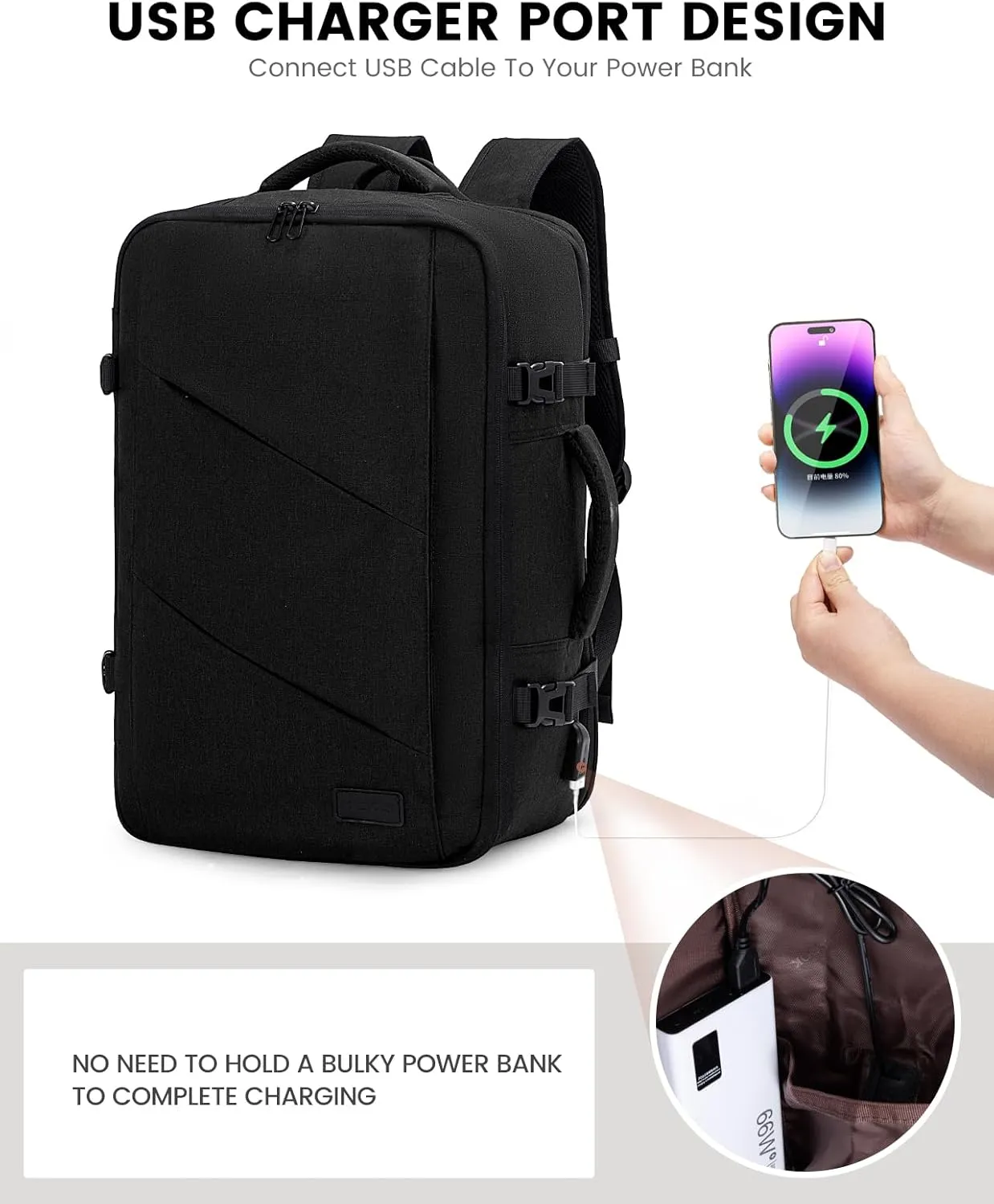 LOVEVOOK Travel Carry on Backpack, Large 40L Personal Item Travel Bag for Men & Women Flight Approved with 3 Packing Cubes, Suitcase Water Resistant Luggage Daypack Business Weekender Bag, Black