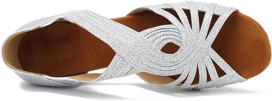 Low Heel Women Ballroom Dance Shoes Salsa Batchata Social Beginner Practice Wedding Dancing 1.5in Heels YT04