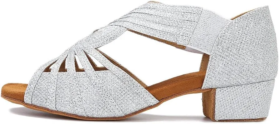 Low Heel Women Ballroom Dance Shoes Salsa Batchata Social Beginner Practice Wedding Dancing 1.5in Heels YT04