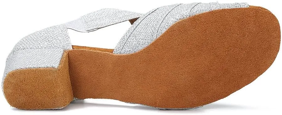 Low Heel Women Ballroom Dance Shoes Salsa Batchata Social Beginner Practice Wedding Dancing 1.5in Heels YT04