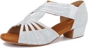 Low Heel Women Ballroom Dance Shoes Salsa Batchata Social Beginner Practice Wedding Dancing 1.5in Heels YT04