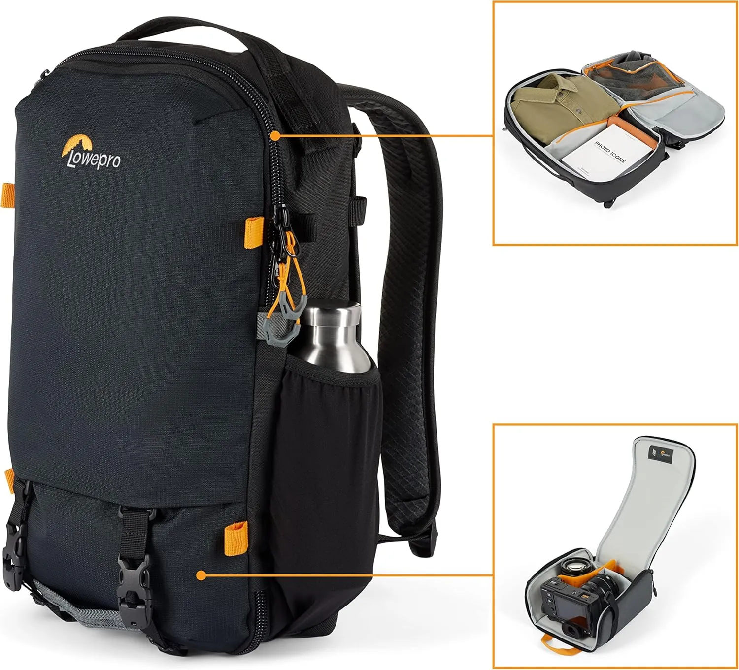 Lowepro Trekker Lite BP 150, Camera Backpack with Removable Insert, with Accessory Strap System, Camera Bag for Mirrorless, Compatible with Sony Alpha 6000, Black
