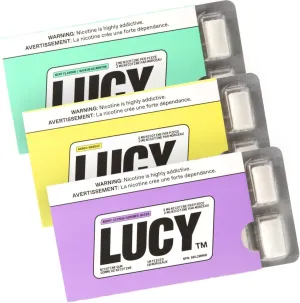 LUCY™ Nicotine Gum 2mg, 30 Count, Mint Mango, Berry Citrus - Health Canada Natural Product Number NPN 80120060 - NRT Stop Smoking Aid, Reduce Withdrawal Symptoms & Cravings
