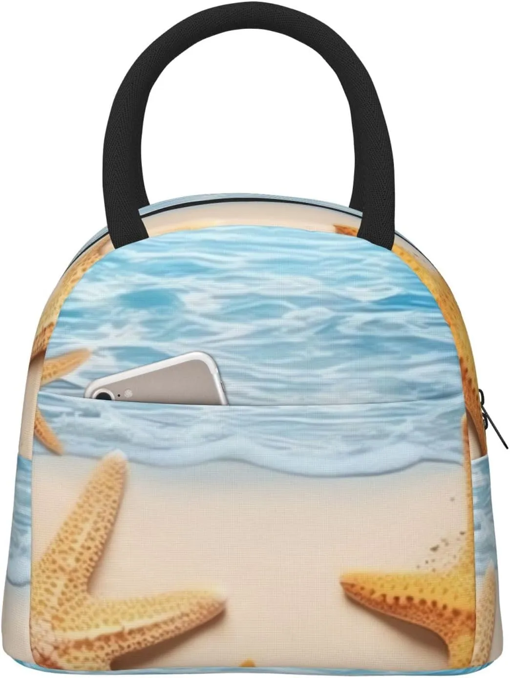 Lunch Bag for Women Men Maritime Summer Starfish Insulated Lunch Box for Adult Reusable Lunch Tote Bag for Work Picnic Travel
