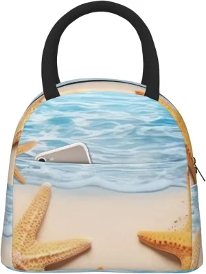 Lunch Bag for Women Men Maritime Summer Starfish Insulated Lunch Box for Adult Reusable Lunch Tote Bag for Work Picnic Travel