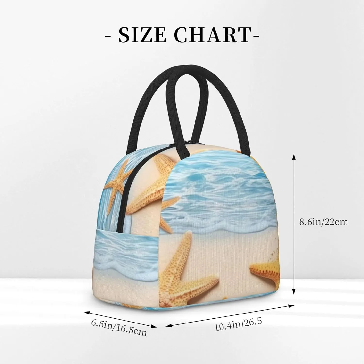 Lunch Bag for Women Men Maritime Summer Starfish Insulated Lunch Box for Adult Reusable Lunch Tote Bag for Work Picnic Travel