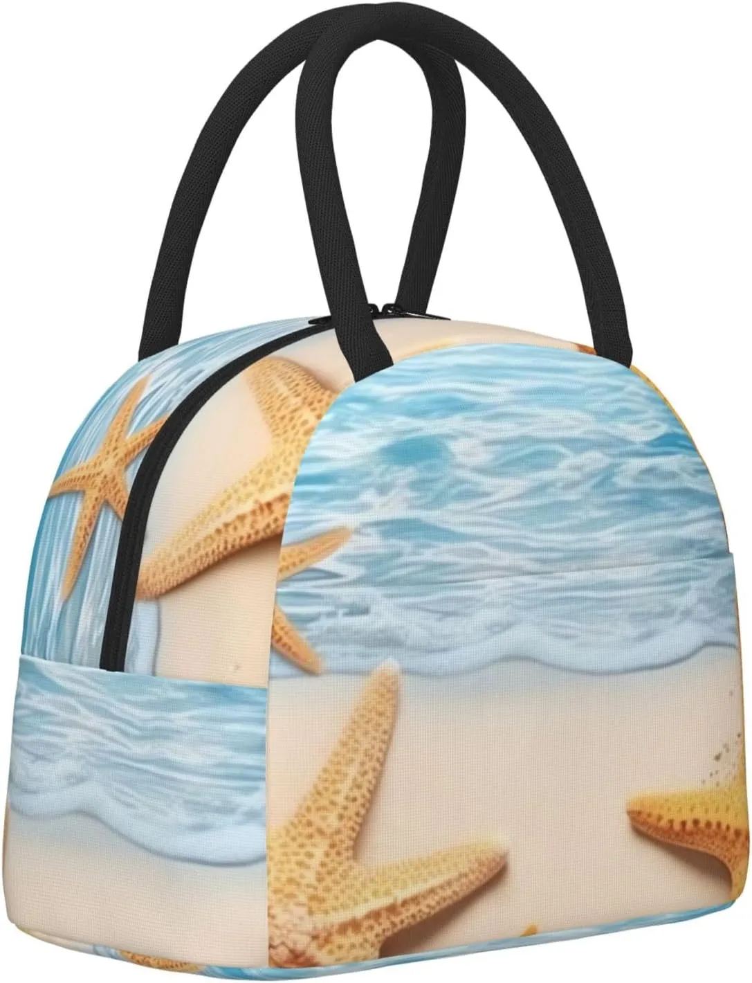 Lunch Bag for Women Men Maritime Summer Starfish Insulated Lunch Box for Adult Reusable Lunch Tote Bag for Work Picnic Travel