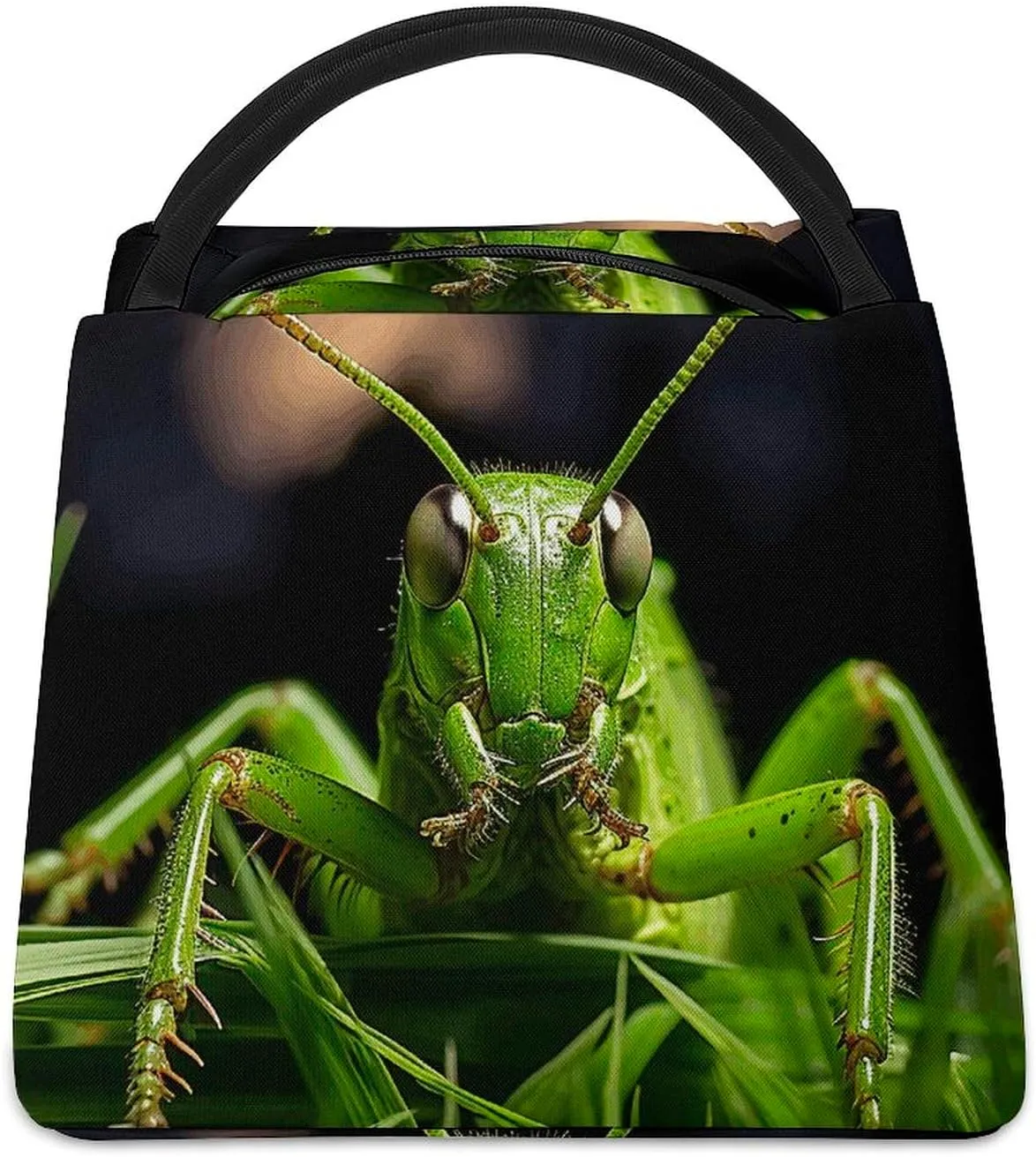 Lunch Bag Insulated Lunch Box for Women Men Cooler Bag Reusable Lunch Bag Grasshopper on Grass Lunch Tote Bag for Work