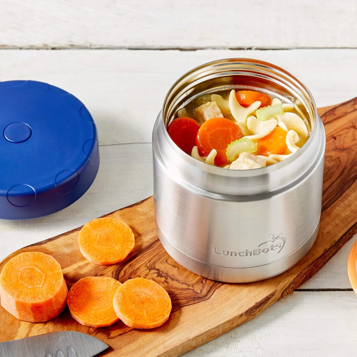 LunchBots 16oz Thermos Stainless Steel Wide Mouth - Insulated Thermos With Vented Lid - Keeps Food Hot or Cold for Hours - Leak-Proof Portable Thermal Food Jar is Ideal for Soup - 16 ounce - Navy