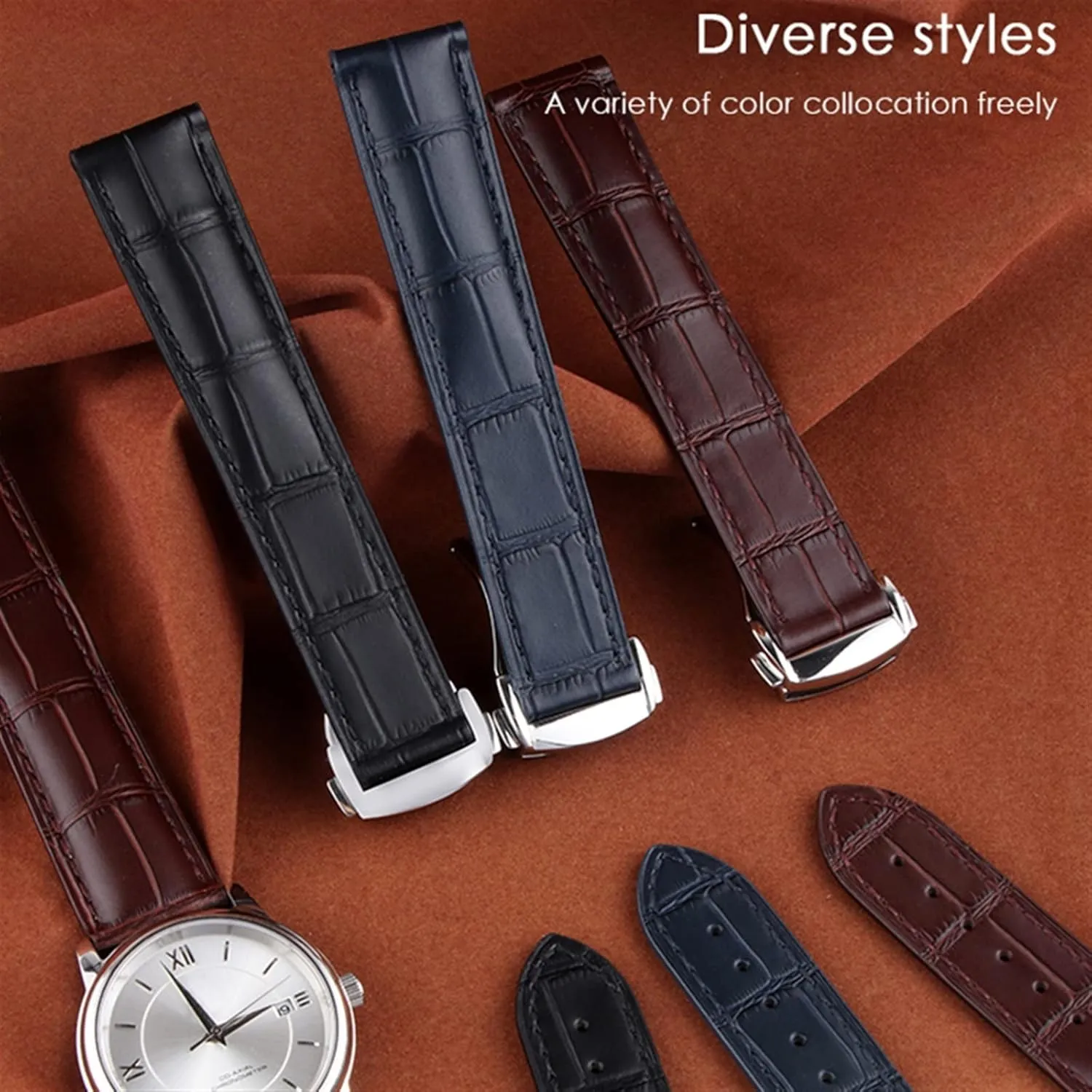Luxury Watch Band For Omega Strap Seamaster Genuine Leather Bracelet Deployment Buckle Tool Replacement Watch Accessories Parts