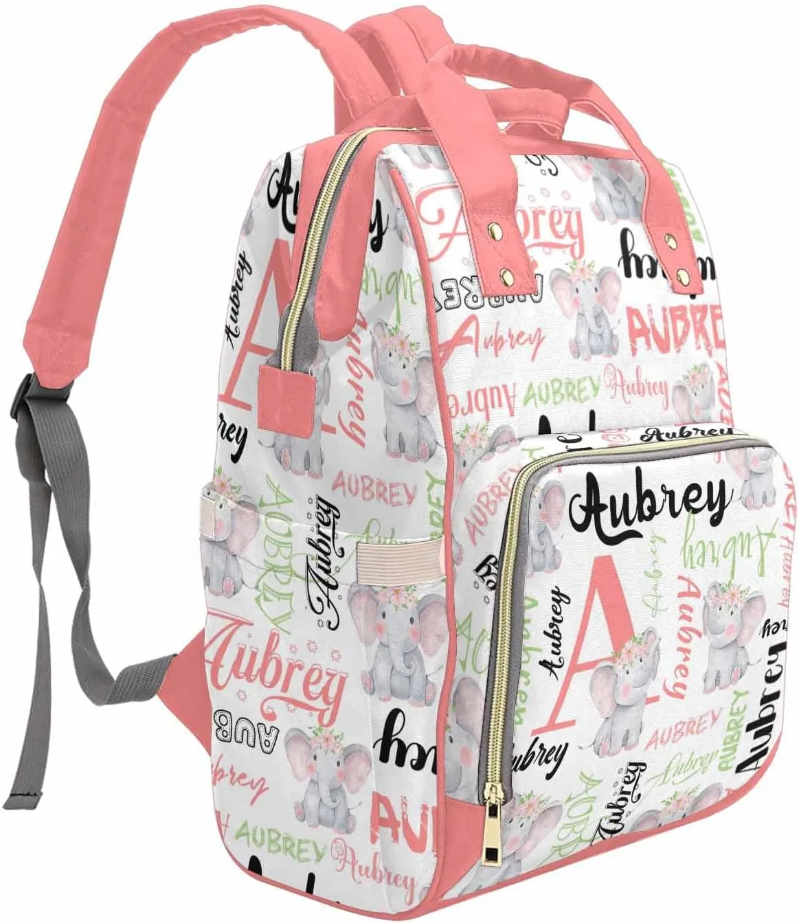 M YESCUSTOM Custom Diaper Bag Backpack for Girls Large Capacity with Pockets Pink Animal Personalized Baby Diaper Bags for Mom Waterproof Nappy Baby Bag with Name Mothers Day Gift