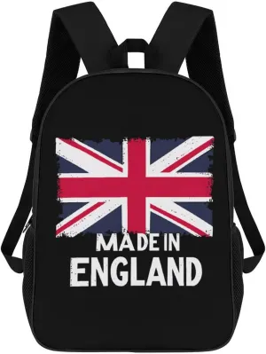 Made in England British Flag Union Jack Laptop Backpack for Men Women 17 Inch Shoulder Bag Travel Daypack