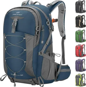 Maelstrom Hiking Backpack,Camping Backpack,50L Waterproof Hiking Daypack with Rain Cover,Lightweight Travel Backpack,Blue