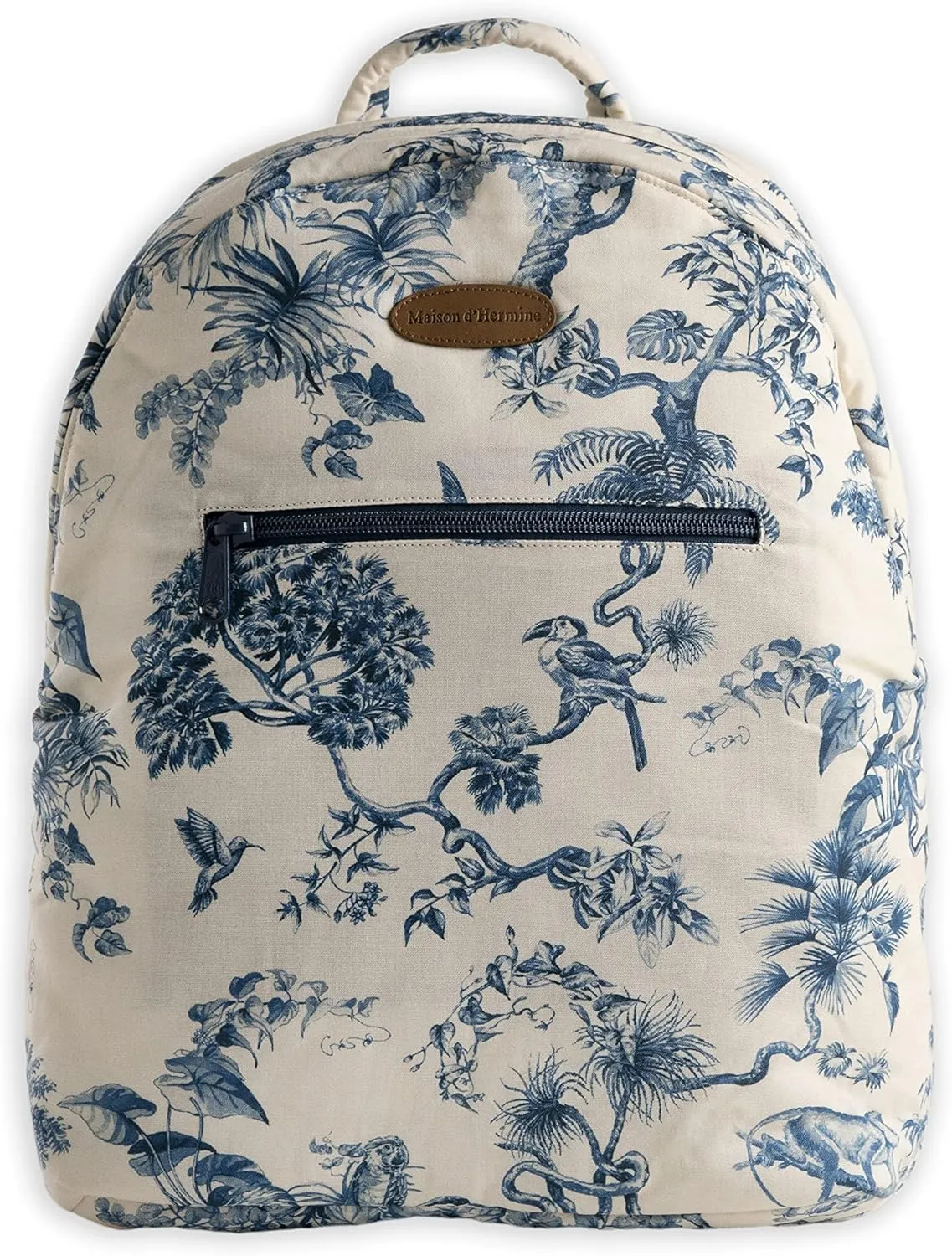 Maison d' Hermine Backpack Cotton Shoulder Backpack with Small Pouch Lightweight Bag for Travel Work Beach Perfect for Women & Men (Bonobo - Blue)