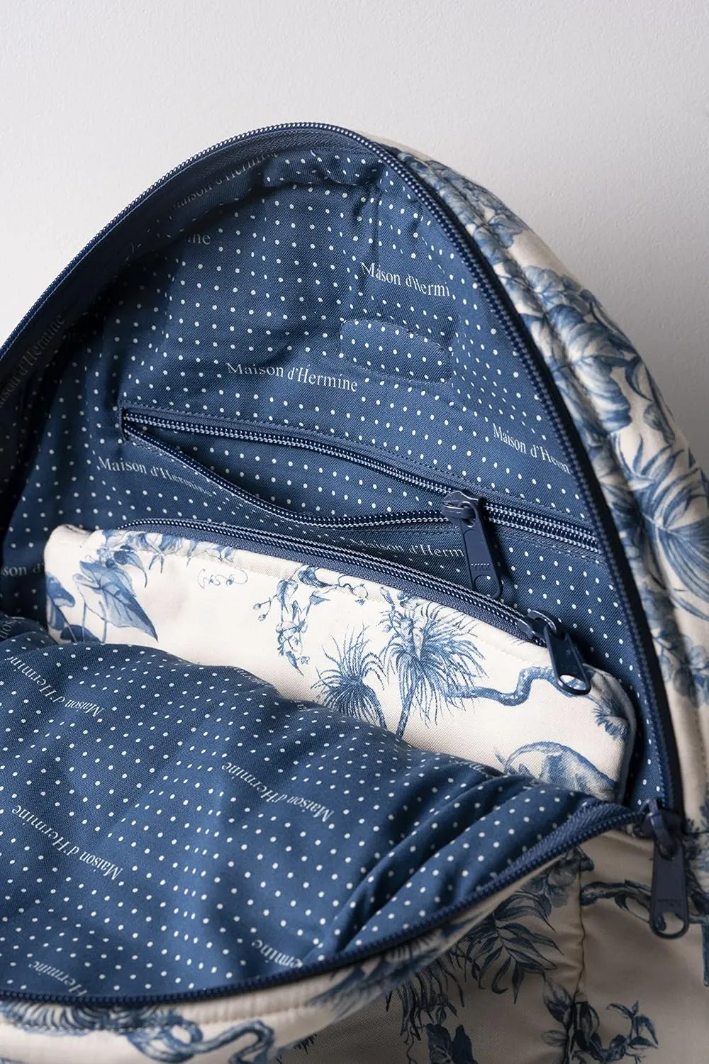 Maison d' Hermine Backpack Cotton Shoulder Backpack with Small Pouch Lightweight Bag for Travel Work Beach Perfect for Women & Men (Bonobo - Blue)