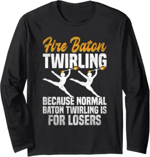Majorette Twirler Dance Uniform Fire Baton Twirling Long Sleeve T-Shirt
