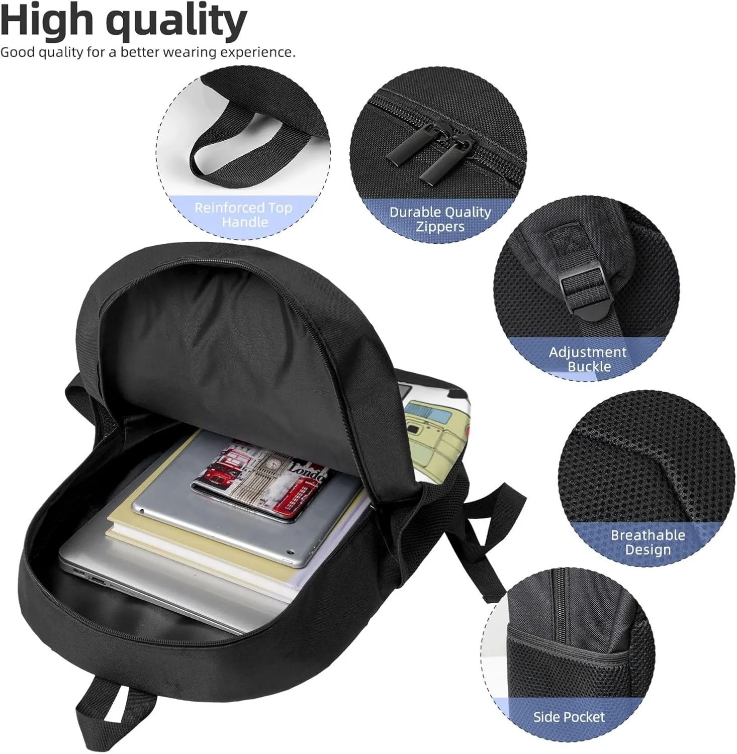 Make It Snappy! Camera Illustrations Analog Photography Film Backpack, 17 Inch Travel Business Laptop Backpack For Women Men