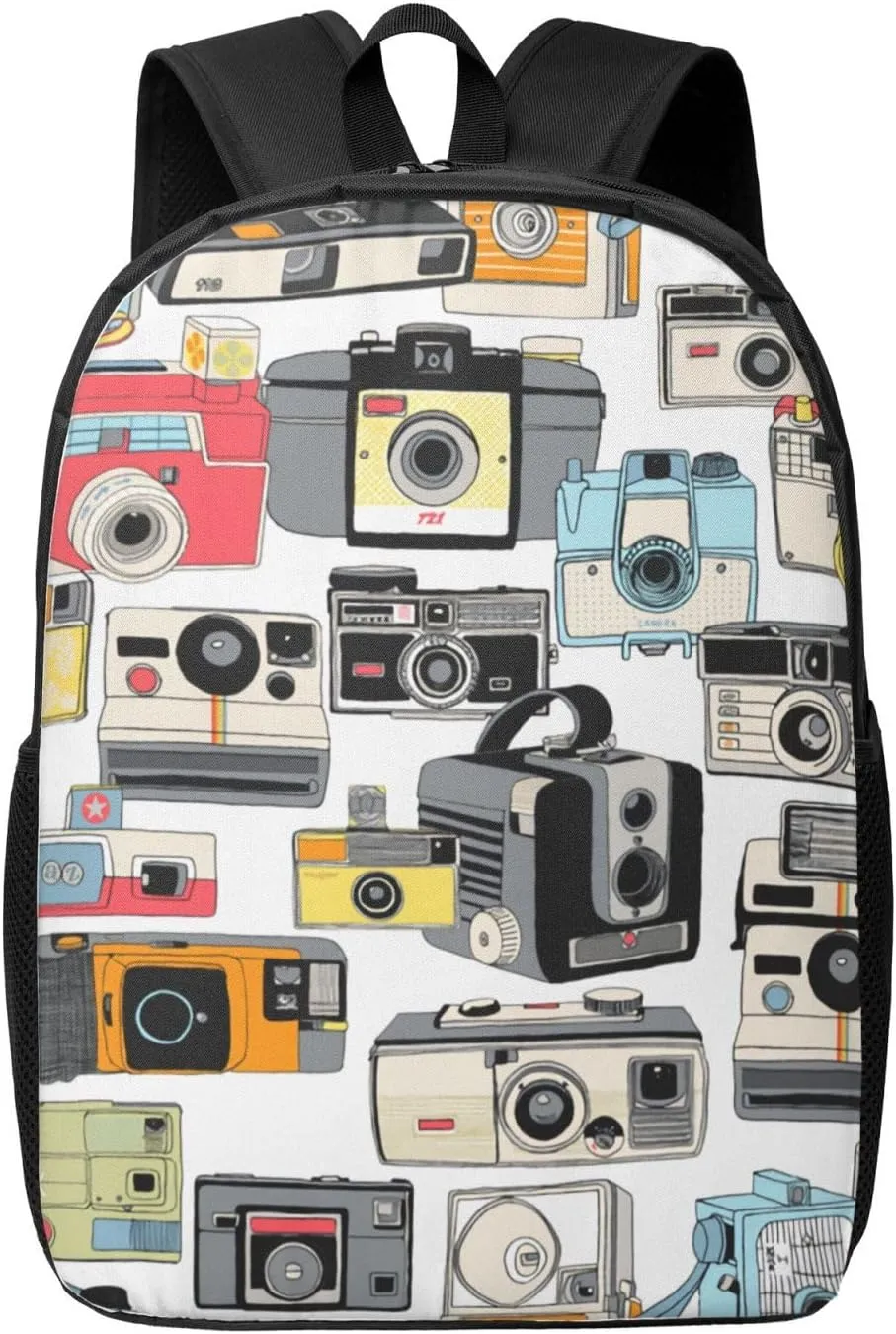 Make It Snappy! Camera Illustrations Analog Photography Film Backpack, 17 Inch Travel Business Laptop Backpack For Women Men