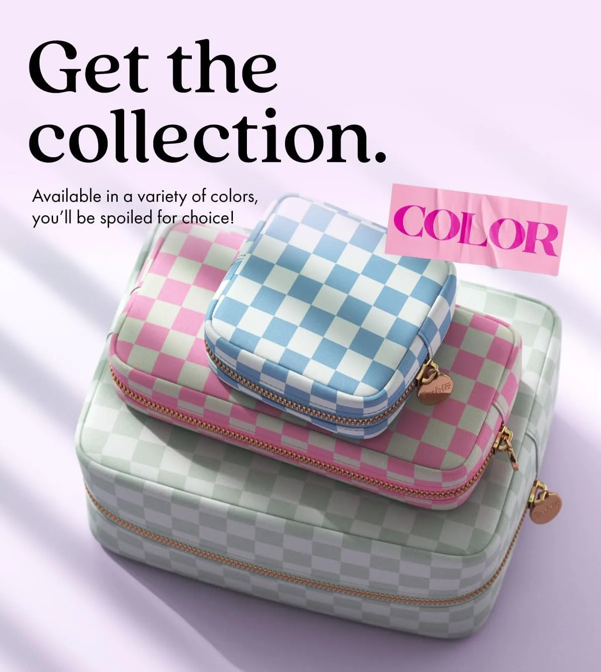 Makeup Bag Travel Cosmetics Pouch and Toiletry Bag, Nylon Zipper Pouch Purse, Cute Make Up Organizer Storage Tote for Women Girls, Travel Skincare Case, Small Makeup Case, Sky Checkered
