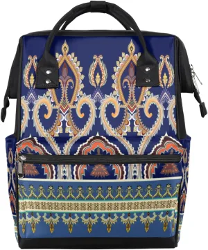 Mandala Palace Embroidery Diaper Bag Backpack Large Compartment Mommy Bag with Stroller Straps Waterproof Casual Daypack for Mom and Dad Travel Bag