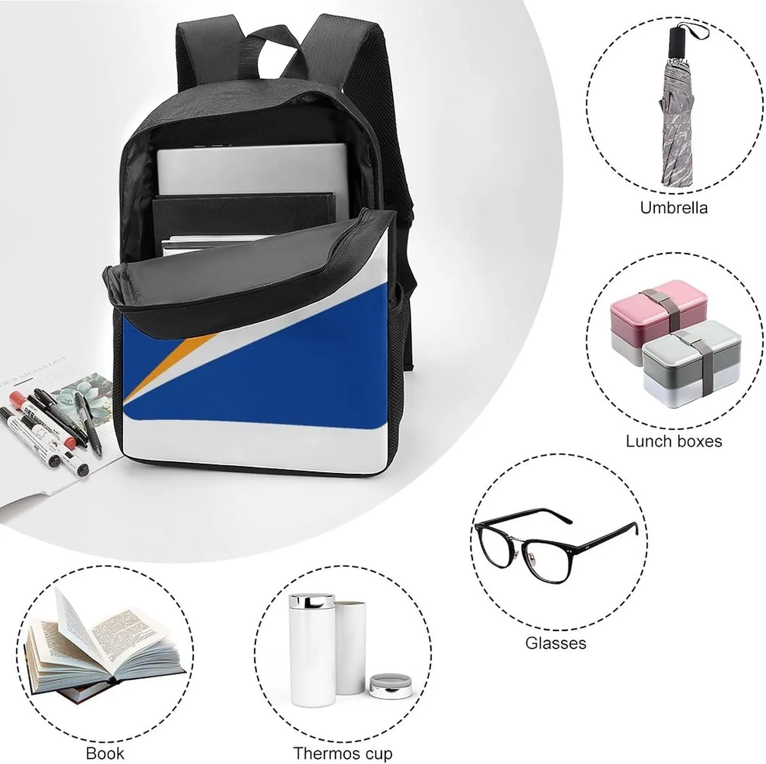Marshall Islands Flag Backpack with Adjustable Straps, Suitable for Travel Picnics Activities