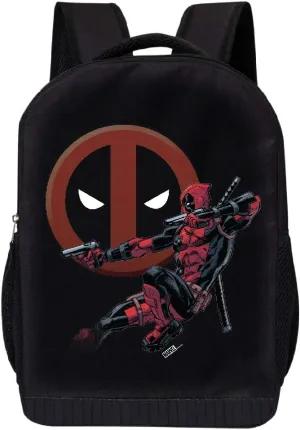 MARVEL COMICS CLASSIC DEADPOOL BACKPACK - MARVEL BLACK DEADPOOL 18 INCH AIR MESH PADDED BAG (Deadpool Jump)