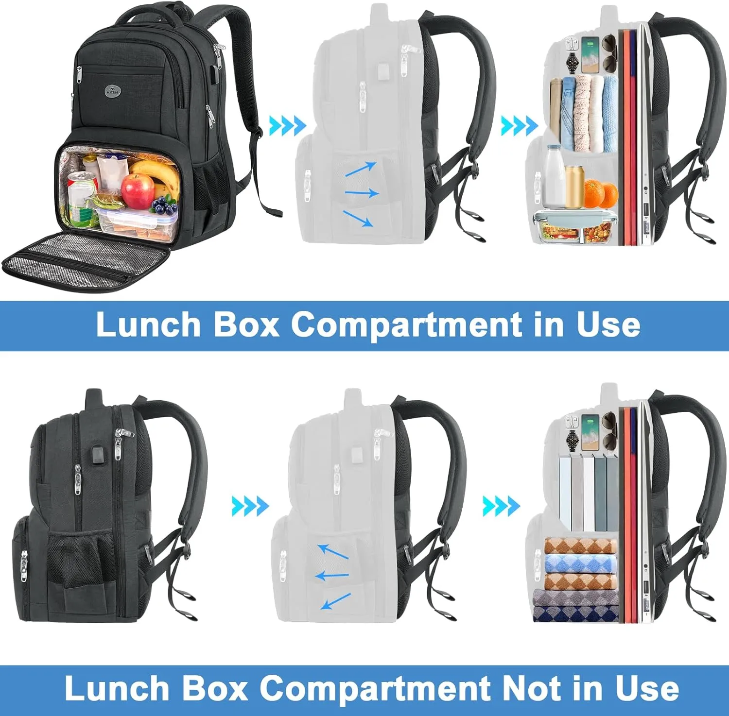 MATEIN 17 Inch Laptop Backpack, TSA Large Travel Backpack with Lunch Box, Anti-Theft Work Business Carry On with USB Port, Water Resistant Sturdy College Computer Backpack for Men Women