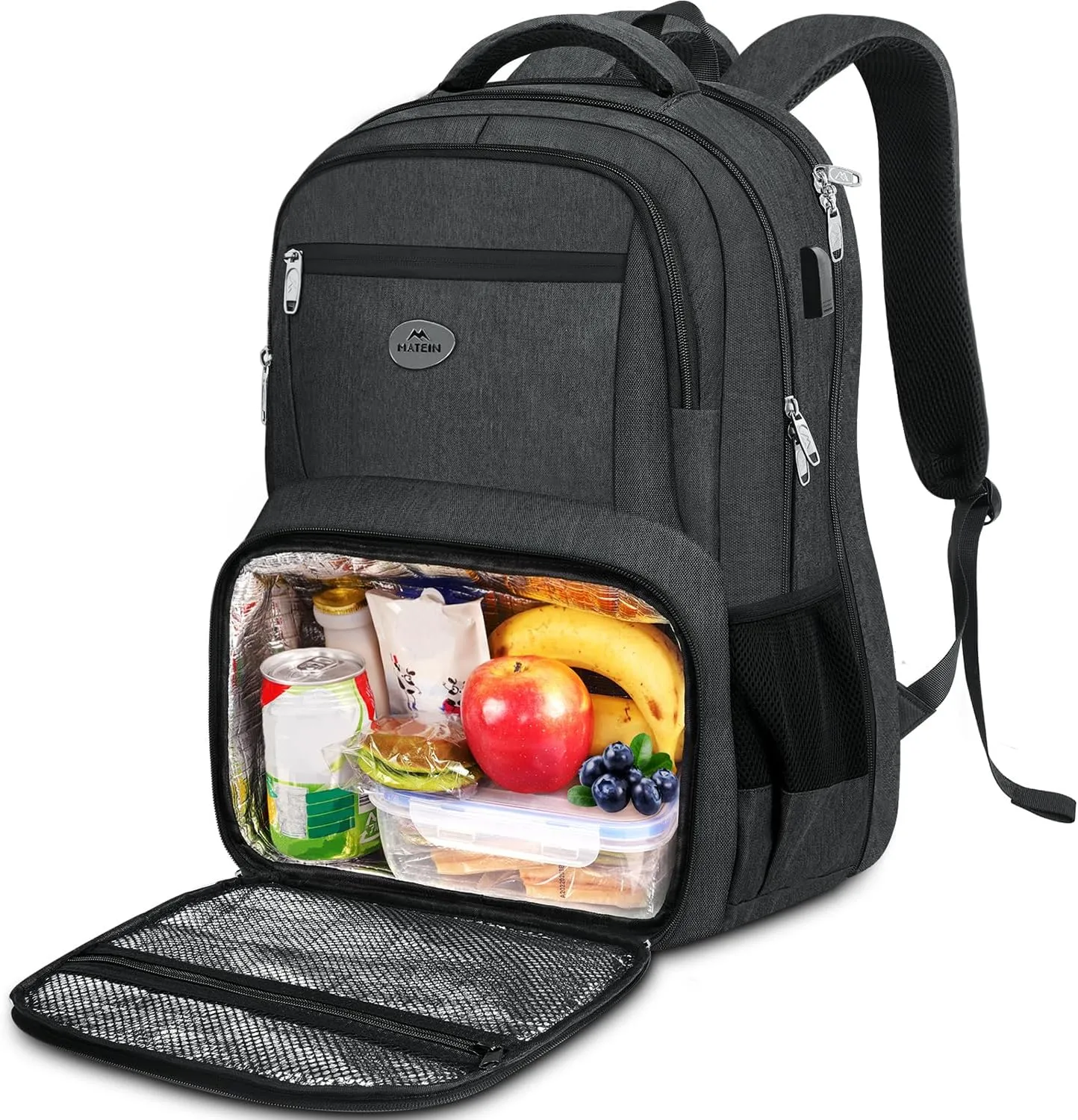 MATEIN 18 Inch Backpack for Men, Extra Large Work Backpack with Lunch Compartment, Water Resistant Insulated Cooler Computer Bag with USB Port, Sturdy Padded Carry On Laptop Daypack for College Travel
