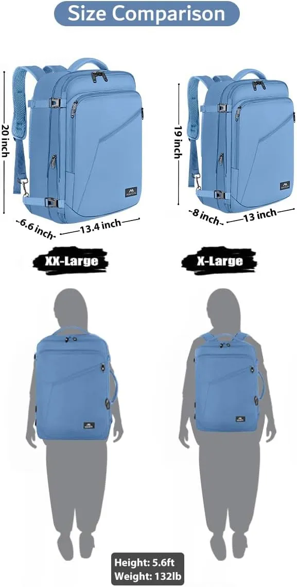 MATEIN Big Backpack for Travel, Carry on Backpack for Airlines with Hide Away Shoulder Straps, Large Hiking Daypack with 2 Handles, Gifts for Traveler Women, Light Blue