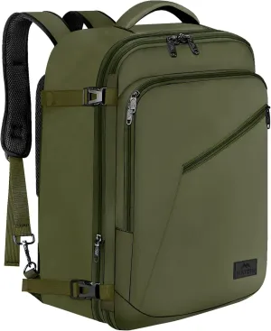 MATEIN Expandable Air Travel Backpack, Light Weight Carry on Backpack with Trolley Sleeve, Water Resistant Daypack for Hiking, Gifts for Men who Like to Travel, Dark Green