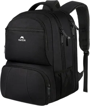 MATEIN Lunch Backpack for Men, 18 Inch Large Insulated Backpack Cooler with USB Charging Port, Water Resistant Laptop Back pack with Lunch Box Bag for Work Travel Business College Picnic, Black