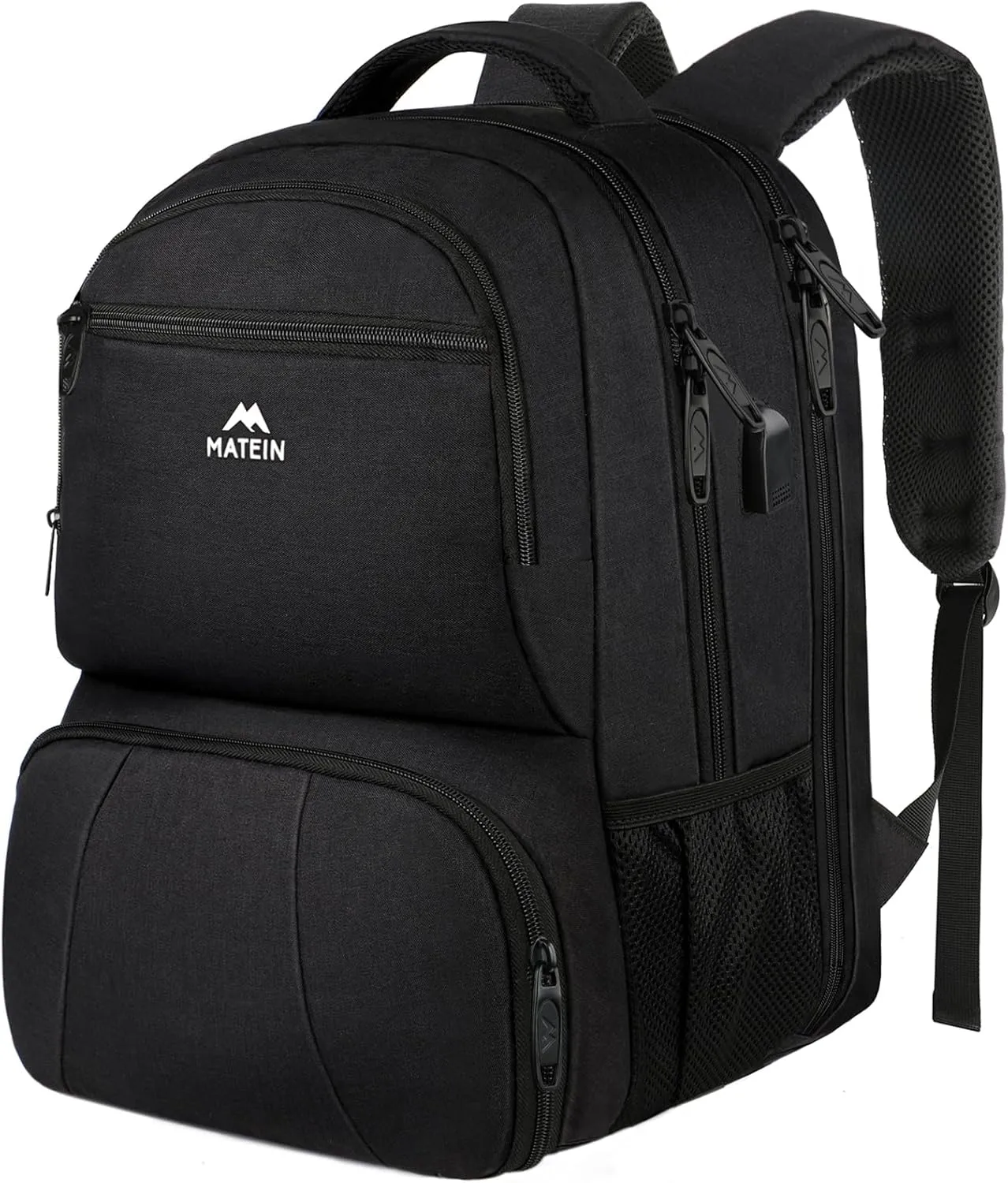 MATEIN Lunch Backpack for Men, 18 Inch Large Insulated Backpack Cooler with USB Charging Port, Water Resistant Laptop Back pack with Lunch Box Bag for Work Travel Business College Picnic, Black