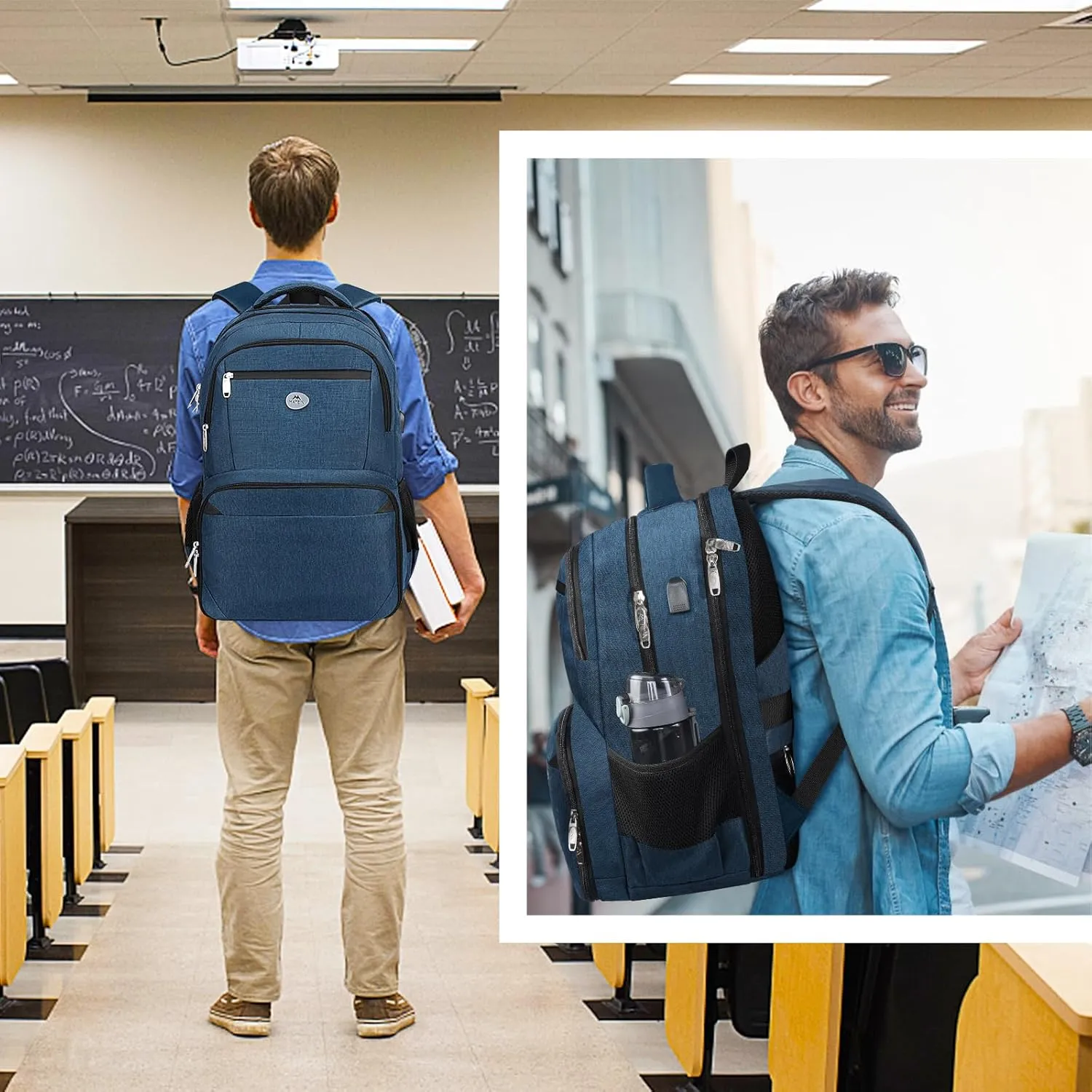 MATEIN Mens Backpack for Work, Water Resistant Lunch Box Backpack Fits 18 Inch Laptop, Flight Approved Travel Bookbag with Luggage Sleve, Extra Large Insulated Cooler Bag, Gifts for Adult