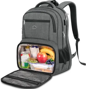 MATEIN Work Backpack for Men, Large Anti Theft Lunch Backpack with Laptop Compartment, TSA Friendly Travel Carry On Flight Approved, Lightweight College Bag for Camping Hiking, Grey