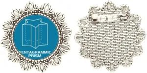 Mathematical Geometric Space Pantagramc Prism Silver Flower Brooch Hook Pin Breastpin